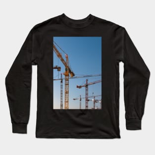 Cranes against clear blue sky Long Sleeve T-Shirt